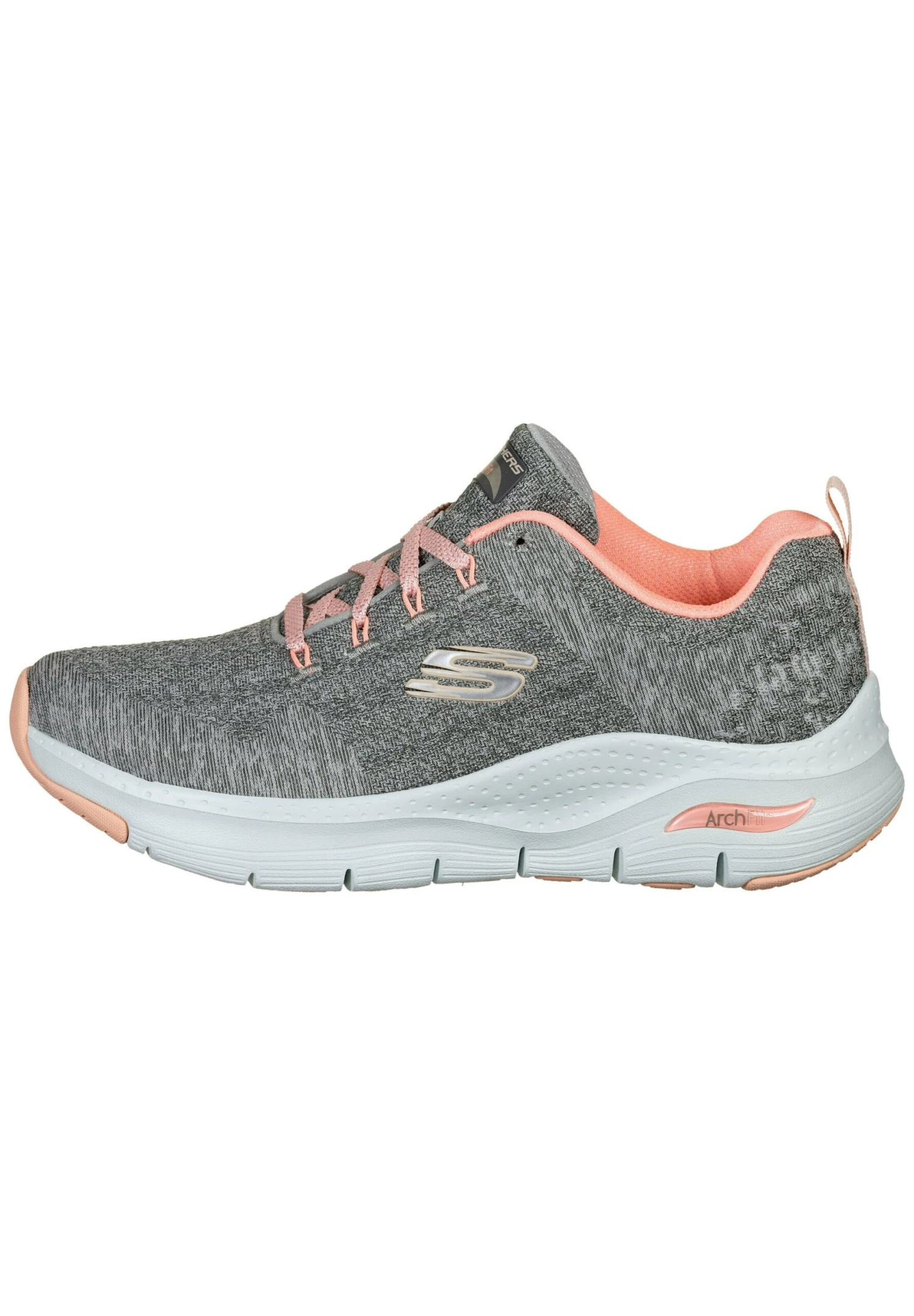 Arch Fit Comfy Wave- Sportieve Veterschoenen - Gray Knit / Pink Trim 1 Arch Fit Comfy Wave- Sportieve Veterschoenen - Gray Knit / Pink Trim